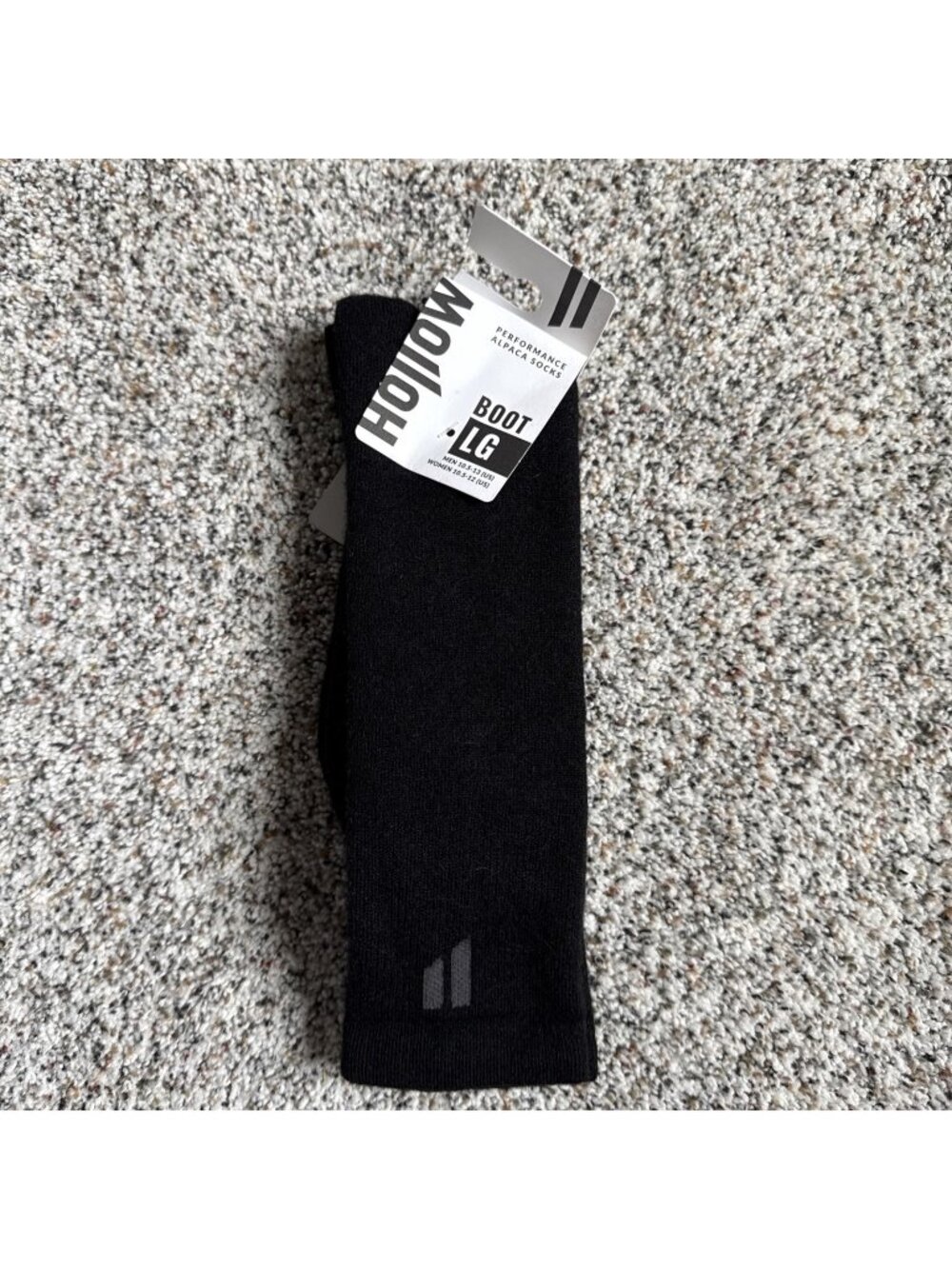 Hollow Performance Boot Socks Men's Size Large (10.5 - 13) Black 70% Alpaca New